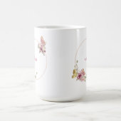 Rose Gold Butterfly Floral Latte Mug – Custom Name コーヒーマグカップ (中央)