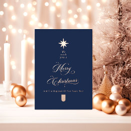 Rose Gold Calligraphy Tree Christmas Card 箔シーズンカード