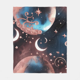 Rose Gold Celestial Moon Blanket – Luxury Seamless フリースブランケット