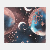 Rose Gold Celestial Moon Blanket – Luxury Seamless フリースブランケット (正面(横))