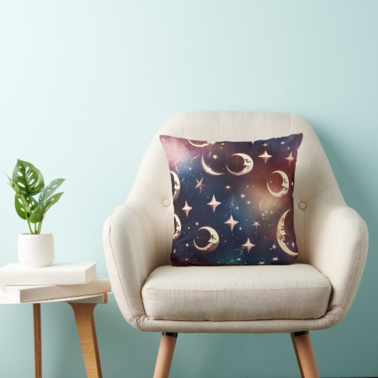 Rose Gold Celestial Moon Pillow クッション (椅子)