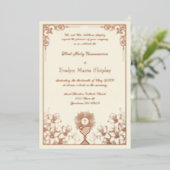 Rose Gold Chalice First Communion Elegance 箔招待状 (立ち正面)