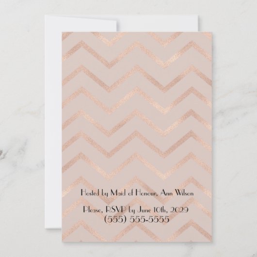 Rose Gold Chevron Bachelorette Party Invite 招待状 (裏面)