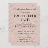 Rose Gold Chevron Bachelorette Party Invite 招待状 (正面/裏面)