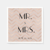 Rose Gold Chevron Wedding Napkins スタンダードカクテルナプキン (正面)