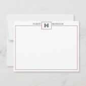 Rose Gold Chic Monogram Stationery Note Card 招待状 (正面)
