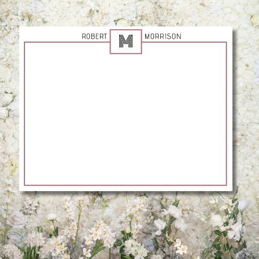 Rose Gold Chic Monogram Stationery Note Card 招待状
