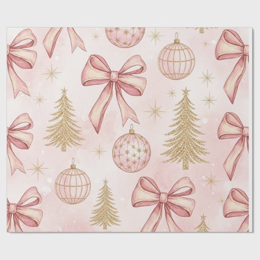 Rose Gold Christmas Wrapping Paper ラッピングペーパー (フラット)