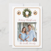 Rose Gold Classic Wreath Grandmillennial Photo シーズンカード (正面)