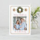 Rose Gold Classic Wreath Grandmillennial Photo シーズンカード (スタンド正面)
