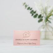 Rose Gold Cleaning Service House QR Code Sparkle 名刺 (スタンド正面)