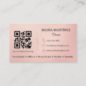 Rose Gold Cleaning Service House QR Code Sparkle 名刺 (裏面)