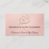 Rose Gold Cleaning Service House QR Code Sparkle 名刺 (正面)