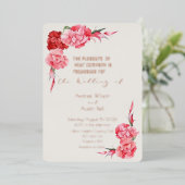Rose Gold Cloud Dancer White Pink Carnations 箔招待状 (立ち正面)