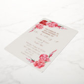 Rose Gold Cloud Dancer White Pink Carnations 箔招待状 (回転した状態)