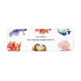 Rose gold Coastal Chic Watercolor ラベル