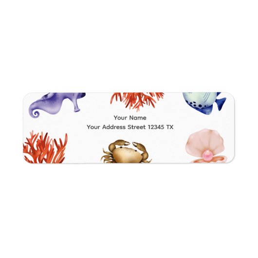 Rose gold Coastal Chic Watercolor ラベル (正面)