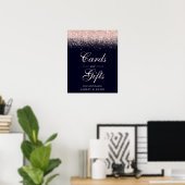 Rose Gold Confetti Navy Blue Chic Cards and Gifts ポスター (ホームオフィス)