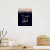 Rose Gold Confetti Navy Blue Chic Cards and Gifts ポスター (キッチン)