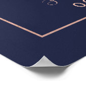 Rose gold confetti navy blue wedding welcome ポスター (角)