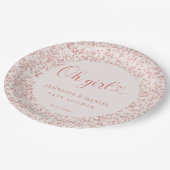 Rose Gold Confetti Oh Girl Chic Circle ペーパープレート (アングル)