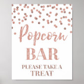 Rose Gold Confetti Popcorn Bar Sign ポスター (正面)
