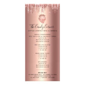 Rose Gold Copper Strawberry Glitter Desserts Menu ラックカード (正面)