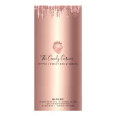 Rose Gold Copper Strawberry Glitter Desserts Menu ラックカード (裏面)
