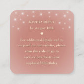 Rose Gold Crown Quinceañera Scan Me QR Code RSVP エンクロージャーカード (裏面)