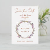 Rose Gold Custom Lilac Fancy Garland Wreath 箔招待状 (立ち正面)