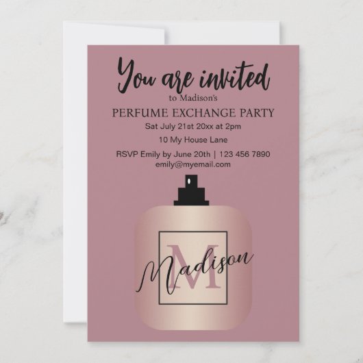 Rose Gold Custom Perfume Exchange Party 招待状 (正面)
