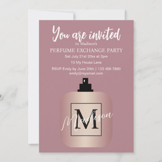 Rose Gold Custom Perfume Exchange Party 招待状 (正面)