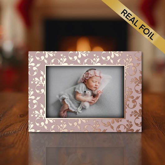 Rose Gold Delicate Birth Announcement Foil Card 箔シーズンカード