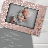 Rose Gold Delicate Birth Announcement Foil Card 箔シーズンカード