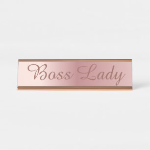 Rose Gold Desk Signのボスの女性女の子のボスのモダン デスクネームプレート