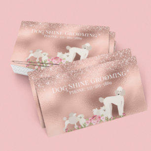 Rose Gold Dog Grooming Glitter Pet Services 名刺