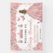 Rose Gold Dress Blonde Princess Quinceanera 横断幕 (縦)