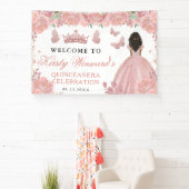 Rose Gold Dress Dark Skin Princess Quinceanera 横断幕 (インサイチュ)