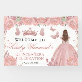 Rose Gold Dress Red Hair Princess Quinceanera 横断幕