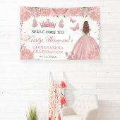 Rose Gold Dress Red Hair Princess Quinceanera 横断幕 (インサイチュ)