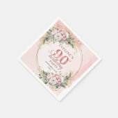 Rose Gold Dusty Pink Boho Floral 90th Birthday スタンダードカクテルナプキン (角)