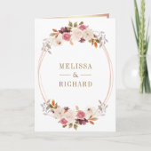 Rose Gold Dusty Pink Floral QR Code Wedding 招待状 (正面)