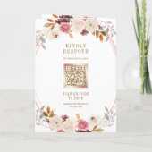 Rose Gold Dusty Pink Floral QR Code Wedding 招待状 (裏面)