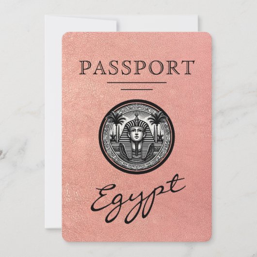 Rose Gold Egypt Passport Wedding Save the Date セーブザデート (正面)