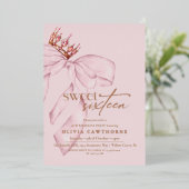 Rose Gold Elegant Sweet Sixteen Birthday Party 箔招待状 (立ち正面)