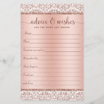 Rose Gold Elegant Wedding Advice Wishes<br><div class="desc">This elegant advice card is great for bridal showers and wedding receptions,  and features faux rose gold glitter damask at the top and bottom,  with an elegant rose gold blush pink gradient background. Find many more matching products in the collection.</div>