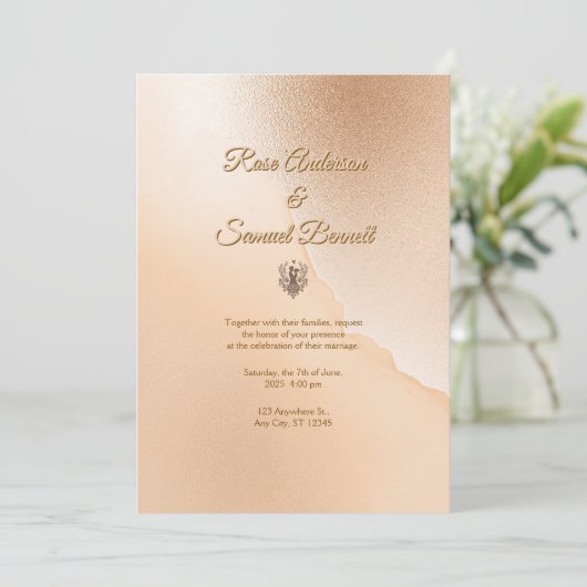 Rose Gold Elegant Wedding Invitation 招待状 (スタンド正面)