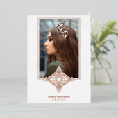 Rose Gold Encaje Español Real Metálico Mis Quince 箔招待状 (立ち正面)