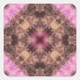 Rose Gold Energy Kaleidoscope Fractal Art スクエアシール
