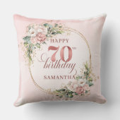 Rose Gold Eucalyptus Floral Pillow 70th Birthday  クッション (裏面)